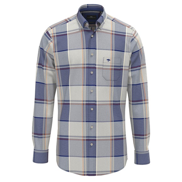 Fynch Hatton Mens Blue Mixed Check Shirt