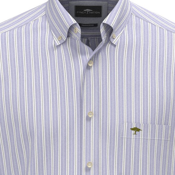 Fynch Hatton Mens Blue Heritage Oxford Stripe Shirt