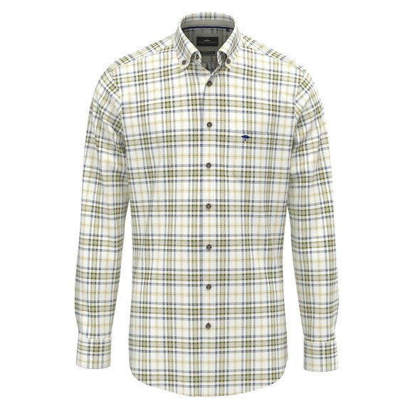 Fynch Hatton Mens Green Herringbone Check Shirt