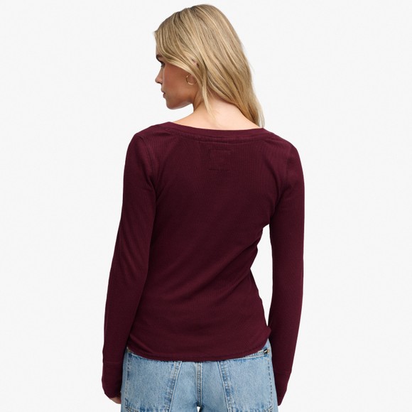 Superdry Womens Red Athletic Button Down LS Top #4