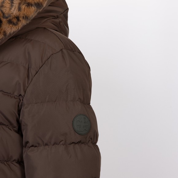Rino & Pelle Womens Brown Keliafur Long Hooded Padded Coat #3
