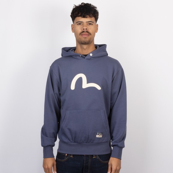 Evisu Mens Blue Seagull Print Relax Fit Hoody #2