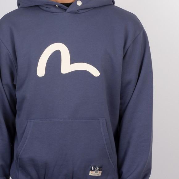 Evisu Mens Blue Seagull Print Relax Fit Hoody #3
