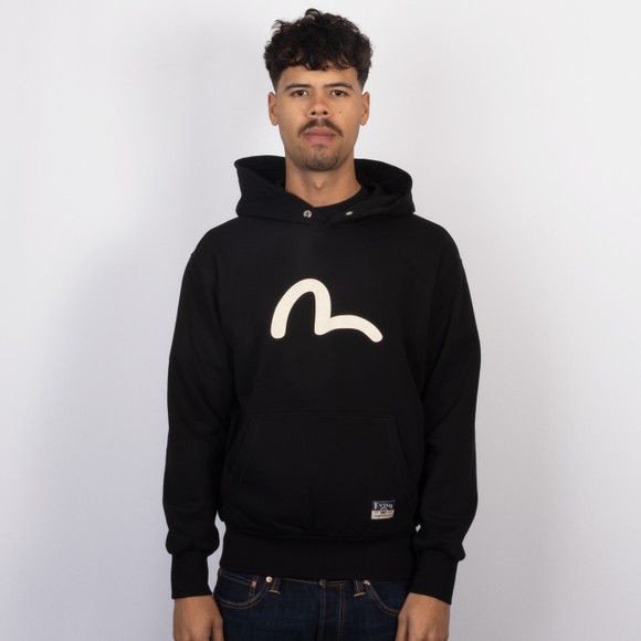 Evisu Mens Black Seagull Print Relax Fit Hoody #2