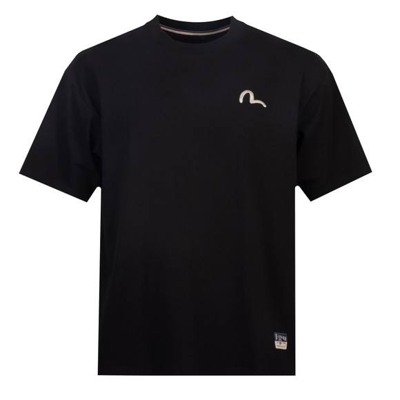 Evisu Mens Black Seagull Emb Relax T Shirt #1