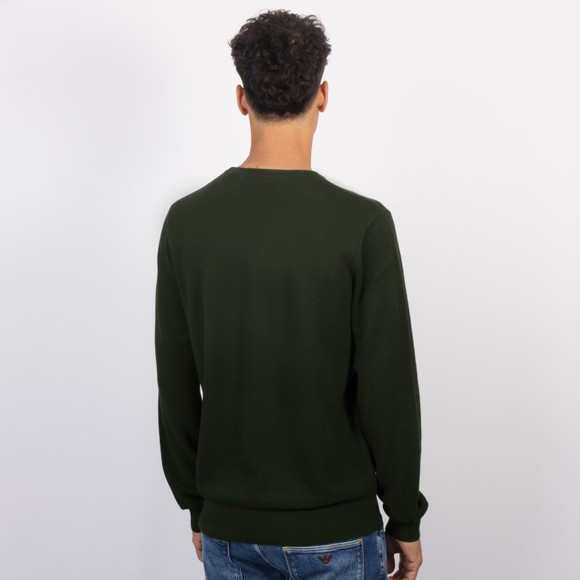 Fred Perry Mens Green Pique Stitch Crew Neck Jumper #4