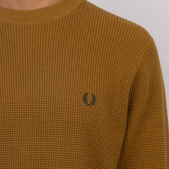Fred Perry Mens Brown Waffle Stitch Jumper #3