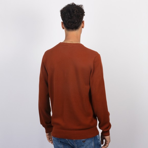 Fred Perry Mens Orange Pique Stitch Crew Neck Jumper #4