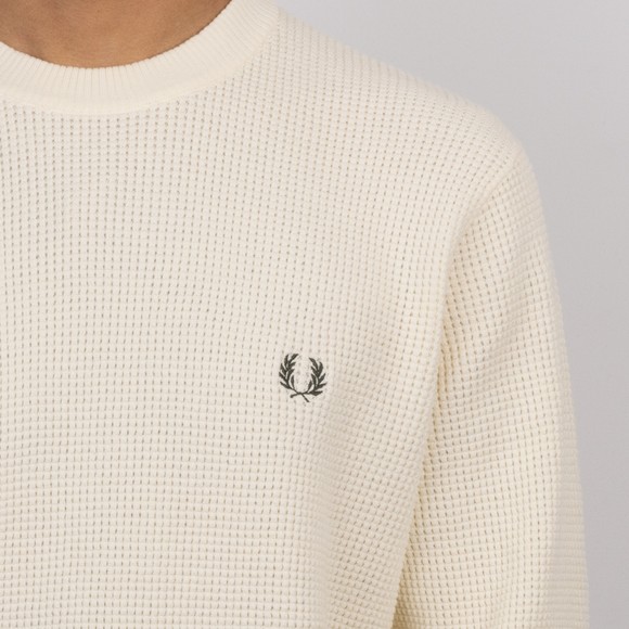 Fred Perry Mens Beige Waffle Stitch Jumper #3