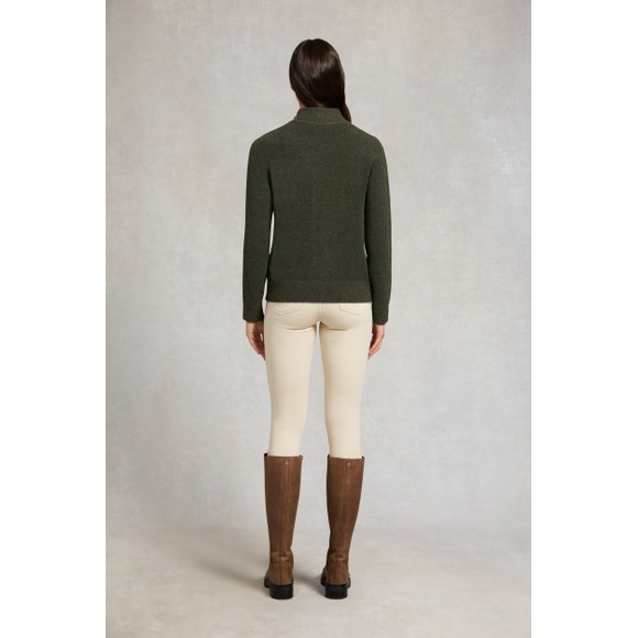 Holland Cooper Womens Green Country Quarter Zip Knit Jumper #4