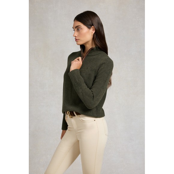 Holland Cooper Womens Green Country Quarter Zip Knit Jumper #3