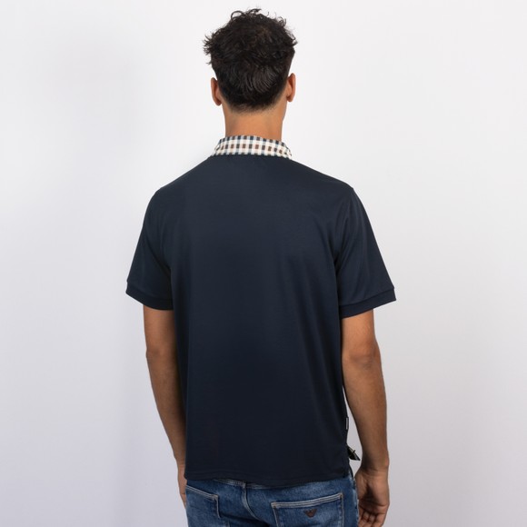 Aquascutum Mens Blue Check Collar Tech Polo #4