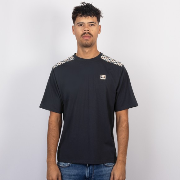 Aquascutum Mens Blue Check Shoulder T Shirt #2