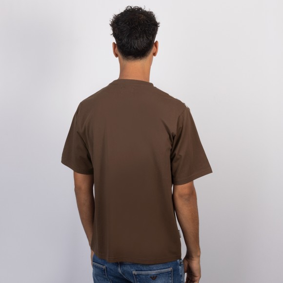 Aquascutum Mens Brown Check Shoulder T Shirt #4