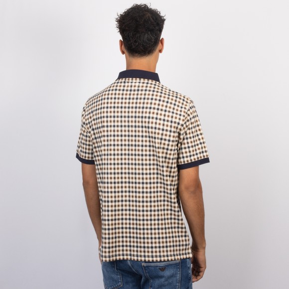 Aquascutum Mens Blue Strech Piquet Check Polo #4