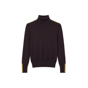 Buttoned Knit Roll Neck