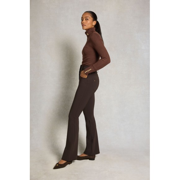 Holland Cooper Womens Brown Windsor Contour Flare Trouser #3