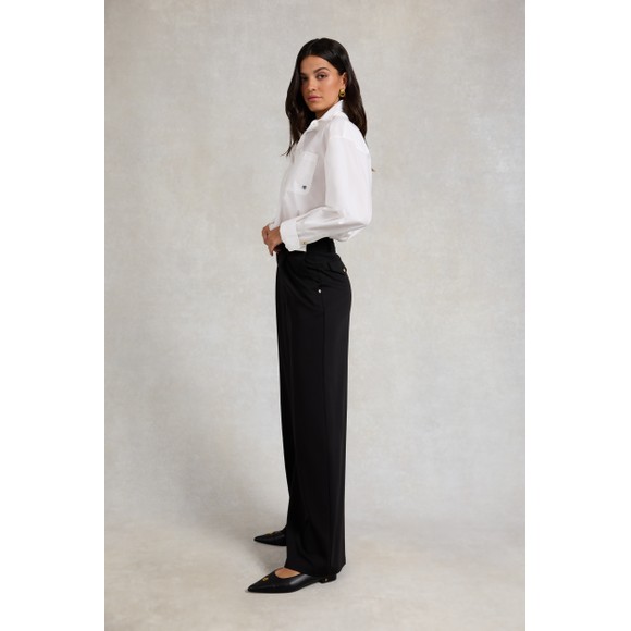 Holland Cooper Womens Black Pleated Wide Leg Trouser #3