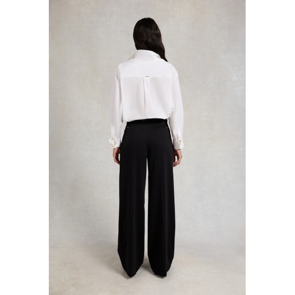 Holland Cooper Womens Black Pleated Wide Leg Trouser #4