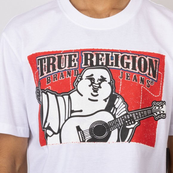 True Religion Mens White Stitched Block BuddhaT-Shirt #3