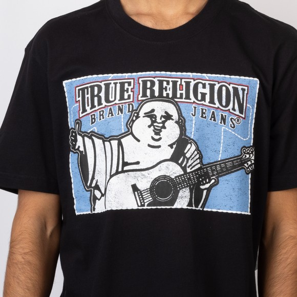 True Religion Mens Black Stitched Block BuddhaT-Shirt #3