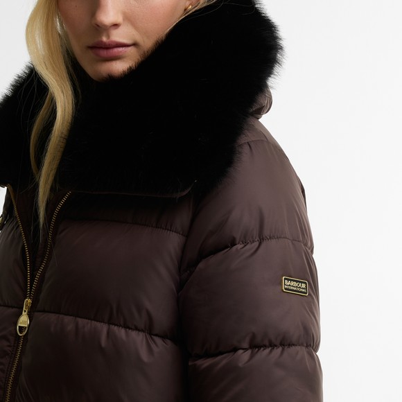 Barbour International Womens Brown Longline Cyrus Puffer Jacket #4