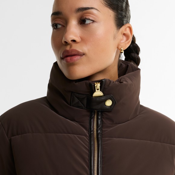 Barbour International Womens Brown Halina Faux Velvet Puffer Jacket #3