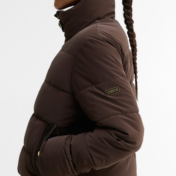 Barbour International Womens Brown Halina Faux Velvet Puffer Jacket #4