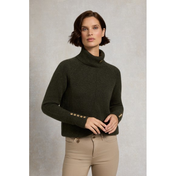 Holland Cooper Womens Green Tori Roll Neck Knit Jumper #3