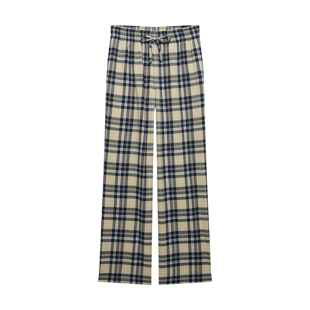 Cotton Check Elastic Trouser