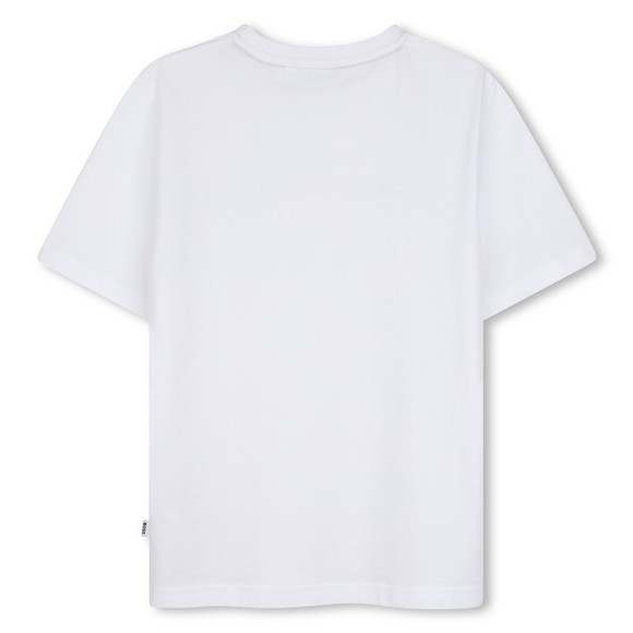 BOSS Boys White J53412 Stripe Logo T Shirt #3