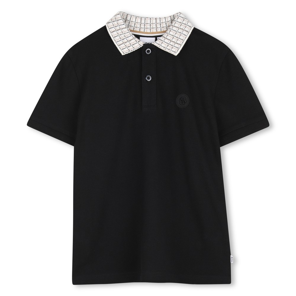 J53387 Check Detail Collar Polo Shirt