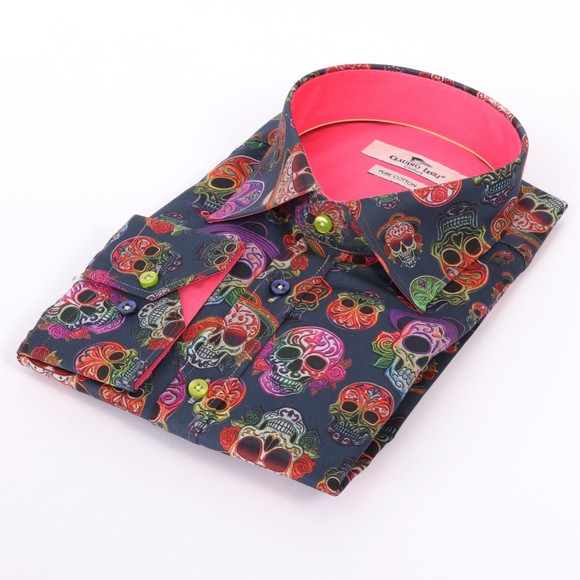 Claudio Lugli Mens Blue Skull Shirt main image