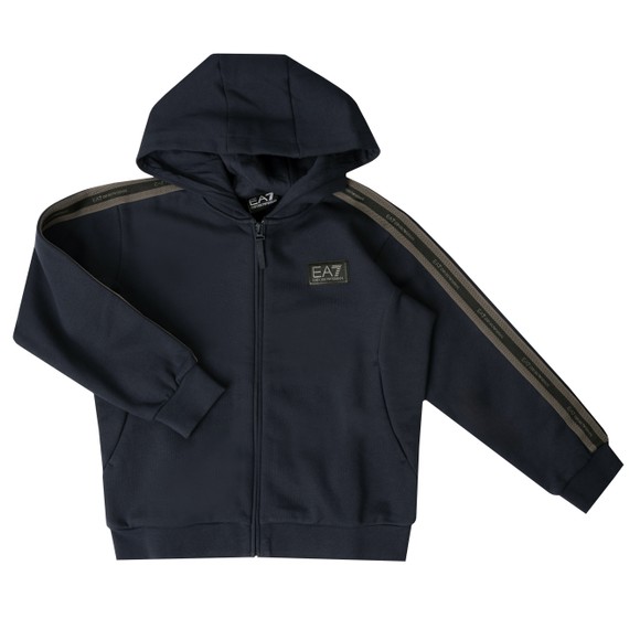 EA7 Emporio Armani Boys Blue Stripe Tape Full Zip Hoody