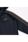 EA7 Emporio Armani Boys Blue Stripe Tape Full Zip Hoody