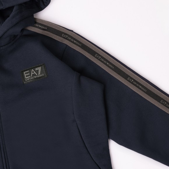 EA7 Emporio Armani Boys Blue Stripe Tape Full Zip Hoody