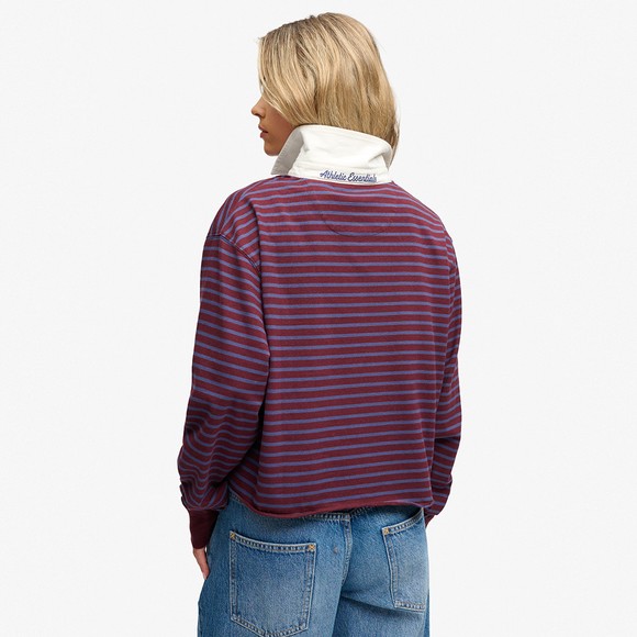 Superdry Womens Multicoloured Essential Cropped Stripe Rugby Shirt #3