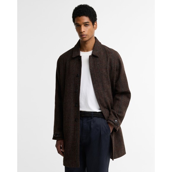 Barbour Lifestyle Mens Brown Lorden Check Wool Overcoat #3