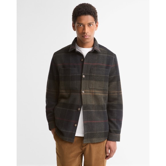 Barbour Lifestyle Mens Green Woodlane Brushed Check Overshirt #3