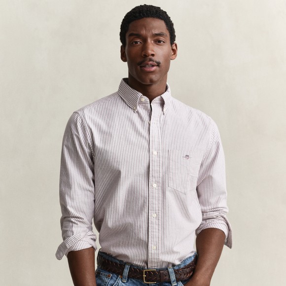 Gant Mens Red Classic Oxford Stripe Shirt