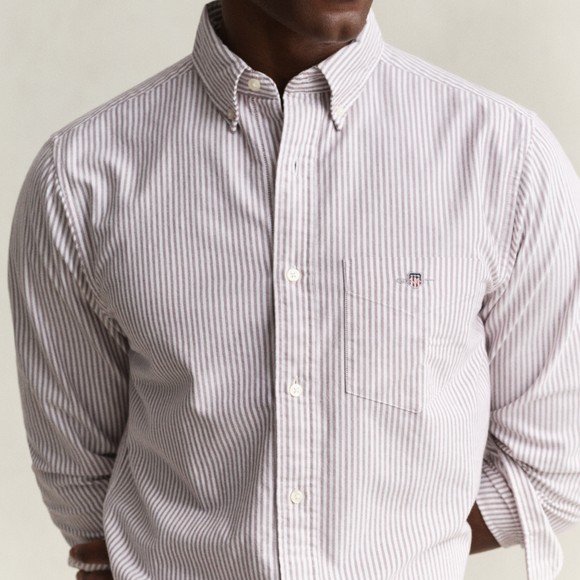 Gant Mens Red Classic Oxford Stripe Shirt main image