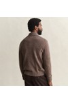 Gant Mens Brown Wool Blend Neps Long Sleeve Polo