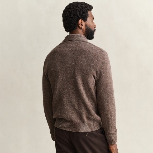 Gant Mens Brown Wool Blend Neps Long Sleeve Polo main image