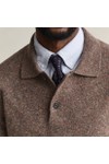 Gant Mens Brown Wool Blend Neps Long Sleeve Polo