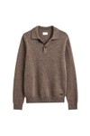 Gant Mens Brown Wool Blend Neps Long Sleeve Polo