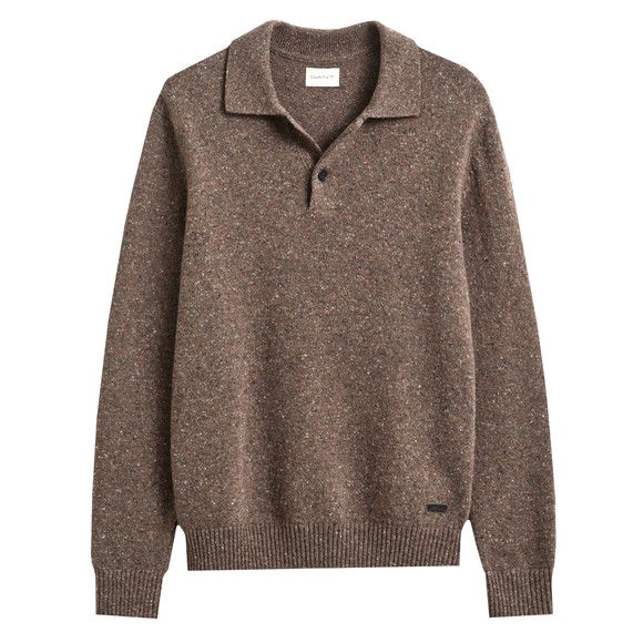 Wool Blend Neps Long Sleeve Polo