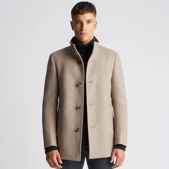 Remus Mens Beige Jonah Overcoat main image