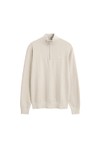 Gant Mens Beige Herringbone Texture Quarter Zip Jumper