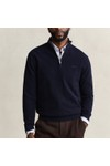 Gant Mens Blue Herringbone Texture Quarter Zip Jumper