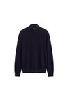 Gant Mens Blue Herringbone Texture Quarter Zip Jumper